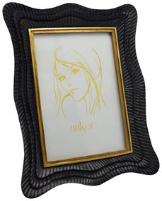 Κορνίζα Με Κυματιστό Σχέδιο Μαύρο Polyester 13x18cm ANKOR
