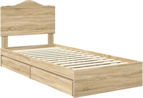 vidaXL Κρεβάτι Αποθήκης Δρύς Sonoma 70 x 190 cm Επεξεργασμένο ξύλο