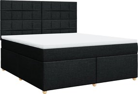 vidaXL Κρεβάτι Boxspring με Στρώμα Μαύρο 180x200 εκ. Υφασμάτινο