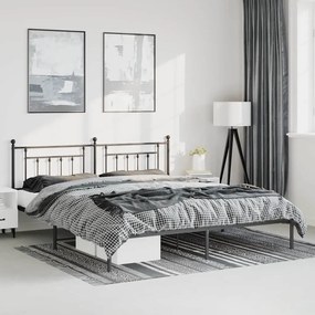vidaXL Πλαίσιο Κρεβατιού με Κεφαλάρι Μαύρο 193 x 203 εκ. Μεταλλικό