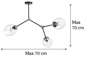 InLight Κρεμαστό φωτιστικό από μαύρο μέταλλο και διάφανο γυαλί (6129-3-ΝΜ)