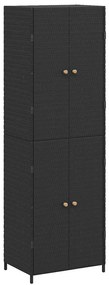 vidaXL Ντουλάπι Αποθήκευσης Κήπου Μαύρο 59x40x180 εκ. από Συνθ. Ρατάν