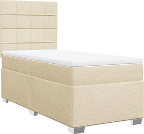 vidaXL Κρεβάτι Boxspring με Στρώμα Κρεμ 80 x 200 εκ. Υφασμάτινο