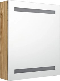 vidaXL Καθρέφτης Μπάνιου με Ντουλάπι &amp; LED Λευκό και Δρυς 50x14x60 εκ.