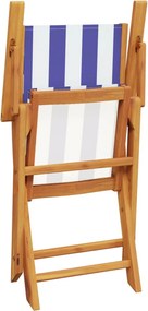 vidaXL Σετ Τραπεζαρίας Κήπου 5 τεμ. Μπλε/Λευκό Συνθ. Ρατάν/Μασίφ Ξύλο