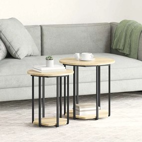 vidaXL Σετ βοηθητικά τραπεζάκια 2 pcs Βελανιδιά Σονομά και Μαύρο