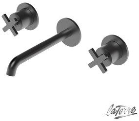 Μπαταρία Νιπτήρα Τοίχου 3 οπών Εlle Cross La Torre Black Brushed 38118-410