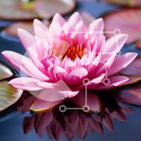 Intra Συλλεκτικό Ξύλινο Παζλ Plywood 4mm - Ανθισμένο ροζ νούφαρο σε ήρεμο νερό Σε Ξύλινο Κουτί - Διαστάσεις: 10x10 cm – 25 κομμάτια