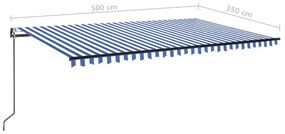 Τέντα Συρόμενη Αυτόματη Μπλε / Λευκό 500x350 εκ. - Μπλε