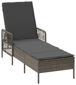 vidaXL Ξαπλώστρα Γκρι και σκούρο γκρι Ρατάν PE 157 x 55 x 92 εκ.