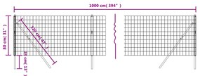 vidaXL Συρματόπλεγμα Περίφραξης Ανθρακί 0,8 x 10 μ. από Γαλβαν. Ατσάλι