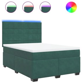 Κρεβάτι Boxspring με Στρώμα Σκούρο Πράσινο 160x200εκ. Βελούδινο - Πράσινο