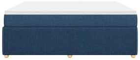 vidaXL Κρεβάτι Boxspring με Στρώμα Μπλε 200x200 εκ. Υφασμάτινο