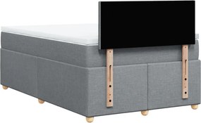 vidaXL Κρεβάτι Boxspring με Στρώμα Ανοιχτό Γκρι 120x200 εκ. Υφασμάτινο