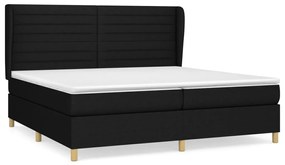 Κρεβάτι Boxspring με Στρώμα Μαύρο 200x200 εκ. Υφασμάτινο - Μαύρο