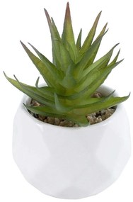 Τεχνητό Φυτό Σε Κασπώ Aloe 20982 Φ6,5x11cm Green-White GloboStar Πηλός,Πολυαιθυλένιο