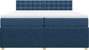 vidaXL Κρεβάτι Boxspring με Στρώμα Μπλε 200x200 εκ. Υφασμάτινο