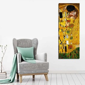 Διακοσμητικός πίνακας Wallxpert 265VGA1110, The Kiss by Gustav Klimt, 30x80 cm, Χρυσό