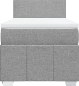 vidaXL Κρεβάτι Boxspring με Στρώμα Ανοιχτό Γκρι 90x200 εκ. Υφασμάτινο