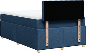 vidaXL Κρεβάτι Boxspring με Στρώμα Μπλε 120x200 εκ. Υφασμάτινο