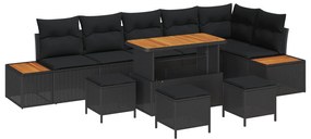 Σετ Καναπέ Κήπου 10 pcs Μαύρο συνθετικό ρατάν
