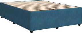 vidaXL Κρεβάτι Boxspring με Στρώμα Μπλε 160x200 εκ. Βελούδινο