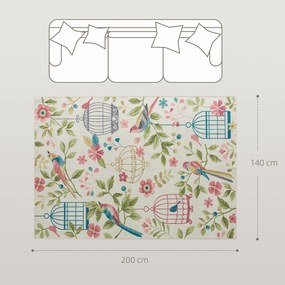 HOMCOM Χαλί, Πολυλειτουργικό, Πολυεστέρας, Εύκολη Φροντίδα, Αντιολισθητικό, Πολύχρωμο