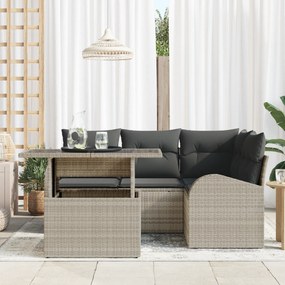 vidaXL σετ καναπέ 5 τεμαχίων  με μαξιλάρια ανοιχτό γκρι πολυ ρατάν