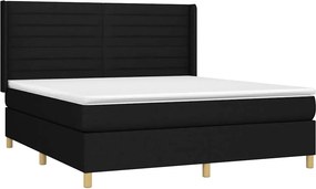 vidaXL Κρεβάτι Boxspring με Στρώμα &amp; LED Μαύρο 160x200 εκ. Υφασμάτινο