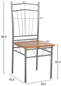 ΣΕΤ ΤΡΑΠΕΖΑΡΙΑΣ 5ΤΜΧ PEARY HM9416.02 ΜΕΤΑΛΛΟ ΑΣΗΜΙ-MDF ΣΟΝΑΜΑ 110x70x74Yεκ.