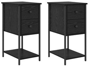 vidaXL Κομοδίνο 2 pcs Μαύρη δρυς 32 x 42 x 70 εκ Επεξεργασμένο ξύλο