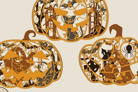 Intra απο ξύλο plywood 3mm-4mm πάχος - Πακέτο κολοκύθας Halloween  Δίασταση 19x12 cm INTRAFABR-14994293