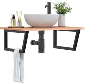 vidaXL Ράφι Νιπτήρα Τοίχου από Ατσάλι / Μασίφ Ξύλο Δρυός
