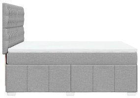 Κρεβάτι Boxspring με Στρώμα Ανοιχτό Γκρι 140x200 εκ. Υφασμάτινο - Γκρι