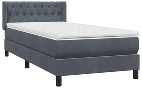 Box Spring Κρεβάτι με στρώμα Σκούρο γκρι 100x220 εκ. Βελούδινο - Γκρι