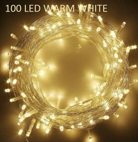 100 Χριστουγεννιάτικα φωτάκια LED σε διάφανο καλώδιο θερμό λευκό 17271-31 OEM