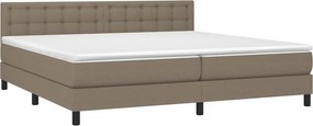 vidaXL Κρεβάτι Boxspring με Στρώμα &amp; LED Taupe 200x200 εκ. Υφασμάτινο