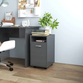 vidaXL Βοηθητικό Ντουλάπι με Τροχούς Γυαλ. Γκρι 33x38x60εκ Μοριοσανίδα