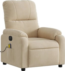 vidaXL Πολυθρόνα Μασάζ Ηλεκτρική Ανακλινόμενη Κρεμ Ύφασμα Μικροϊνών