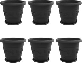 vidaXL Γλάστρες φυτών 6 pcs Μαύρο Ø 39 x 32 εκ Πλαστικό