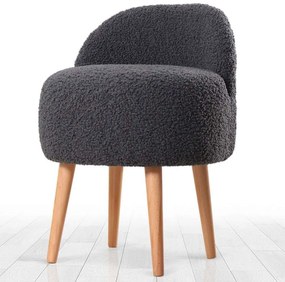 Σκαμπό Rufmee Μπουκλέ 209FLF1153 48x42x47cm Dark Grey-Natural