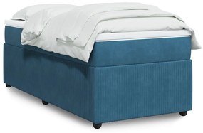 vidaXL Κρεβάτι Boxspring με Στρώμα Σκούρο Μπλε 90x200 εκ. Βελούδινο