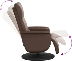 vidaXL Πολυθρόνα Μασάζ Ανακλινόμενη με Υποπόδιο Καφέ Συνθετικό Δέρμα