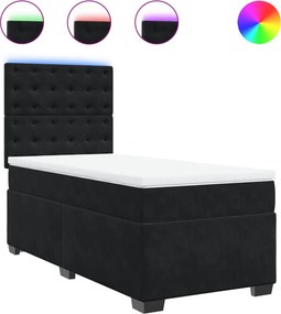 vidaXL Κρεβάτι Boxspring με Στρώμα Μαύρο 100x200 εκ. Βελούδινο