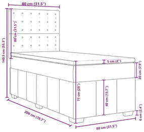 Κρεβάτι Boxspring με Στρώμα Σκούρο Καφέ 80x200 εκ. Υφασμάτινο - Καφέ