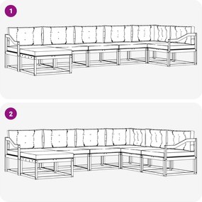 vidaXL Σειρά Καναπέ Εξωτερικού με μαξιλάρι 7 pcs Λευκό και Μπεζ