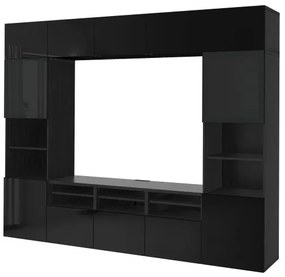 BESTÅ σύνθεση αποθήκευσης TV/γυάλινες πόρτες/συρτάρια με μαλακό κλείσιμο, 300x42x231 cm 794.110.32