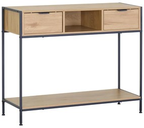 Κονσόλα Regando σε oak απόχρωση με μαύρο μέταλλο 100x35x80εκ Υλικό: CHIPBOARD WITH MELAMINE - STEEL TUBE WITH ELECTRIC COATING IN BLACK - PLASTIC PART 085-000027