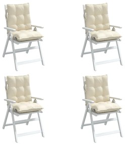 vidaXL Μαξιλάρια Καρέκλας Χαμηλή Πλάτη 4 τεμ. Κρεμ Ύφασμα Oxford