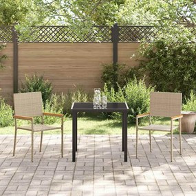 vidaXL Καρέκλες κήπου που σωριάζονται 2 pcs Κρέμα, Καφέ